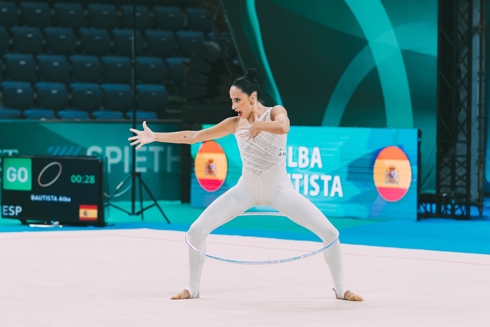 Alba Bautista performs with hoop at European Championships in Rhythmic Gymnastics 2026
