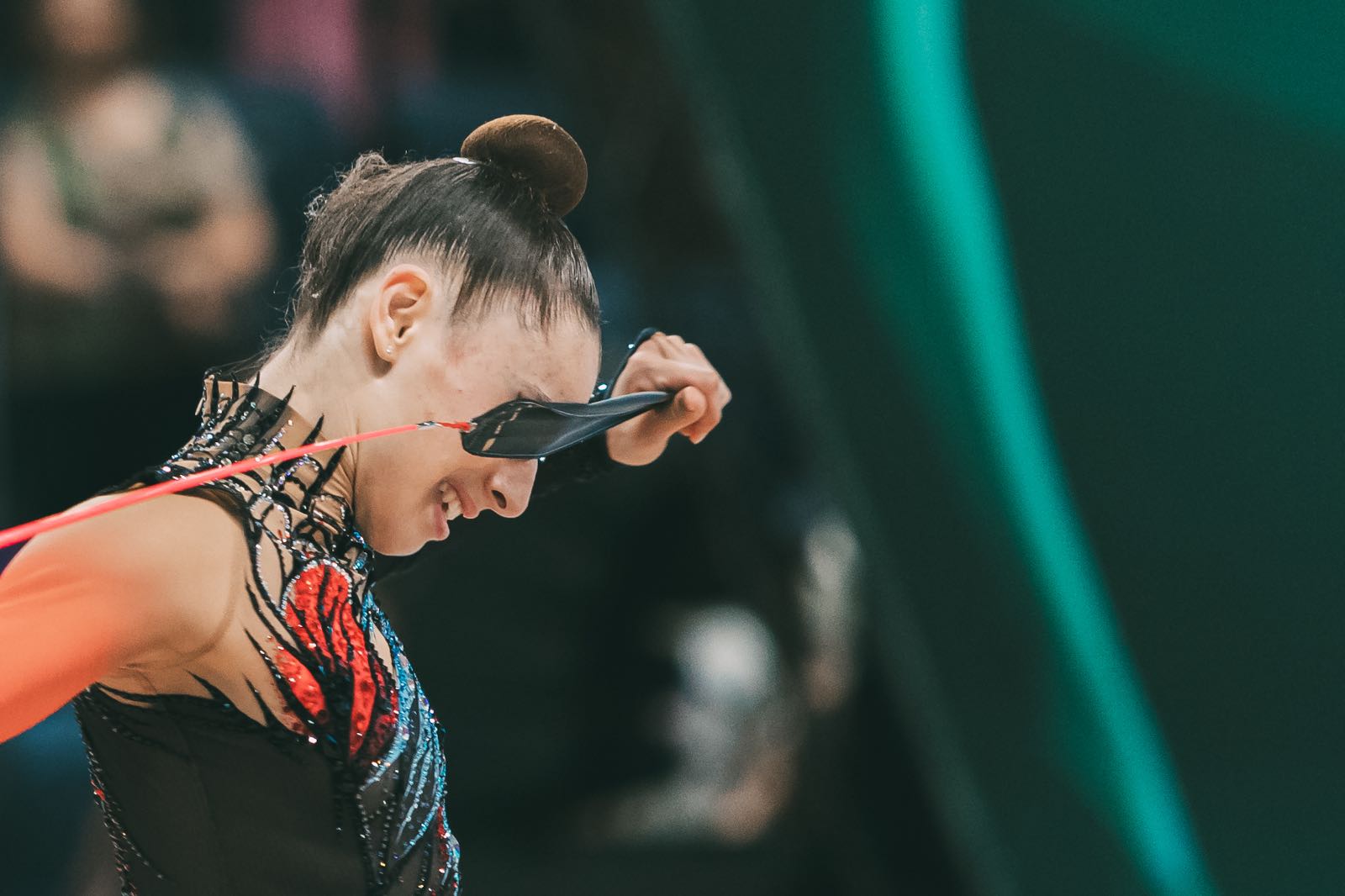 Alona Tal Franco performs with ribbon at European Championships in Rhythmic Gymnastics 2026