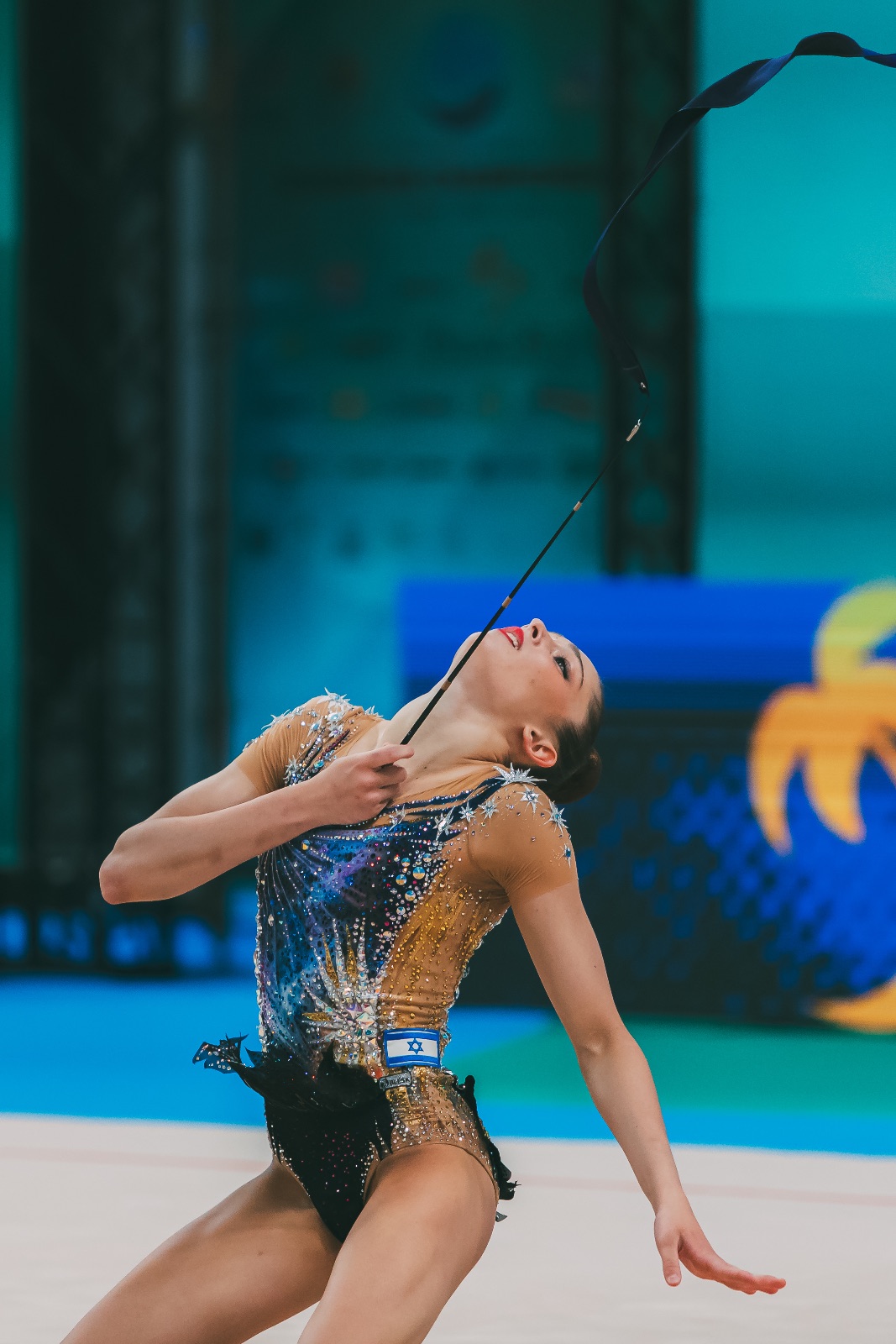 Daniela Munits performs with ribbon at European Championships in Rhythmic Gymnastics 2026