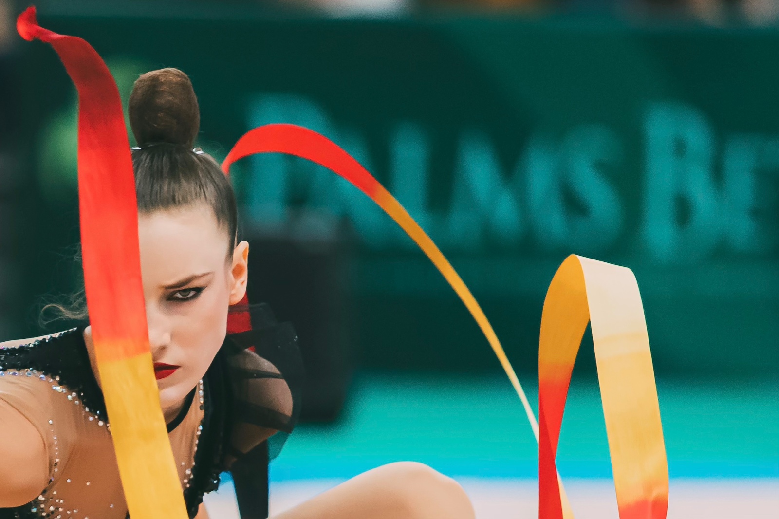 Darja Varfolomeev performs with ribbon at European Championships in Rhythmic Gymnastics 2026
