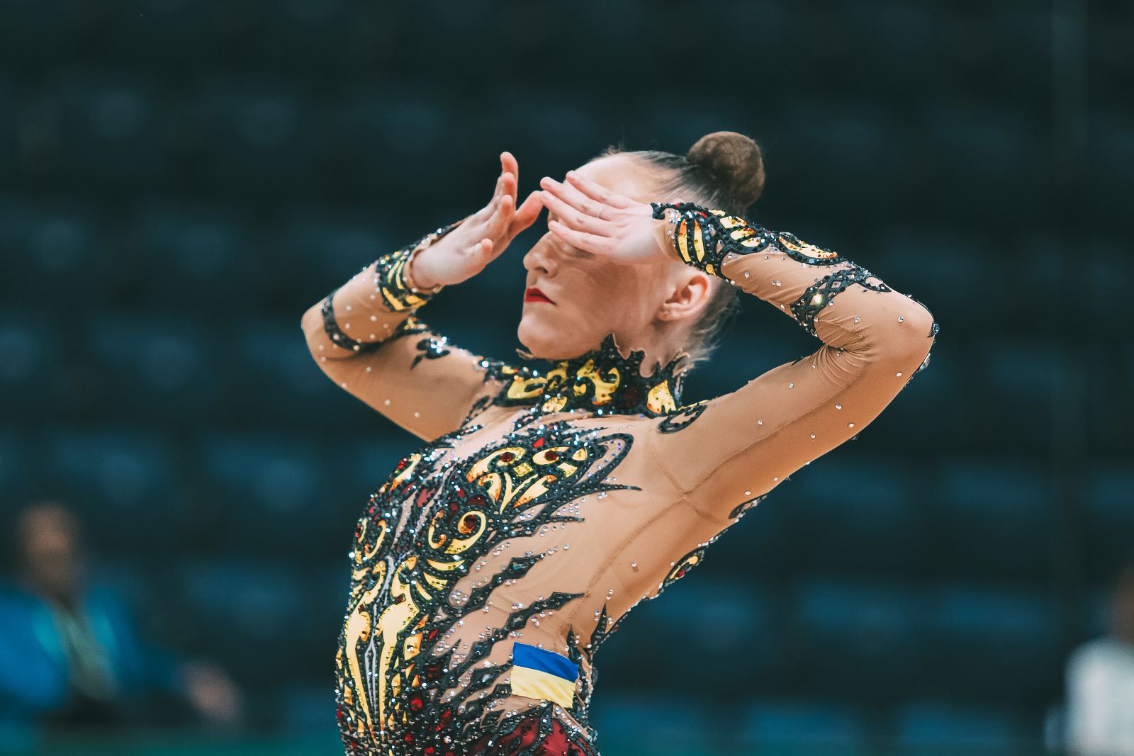 Polina Karika performs with hoop at European Championships in Rhythmic Gymnastics 2026