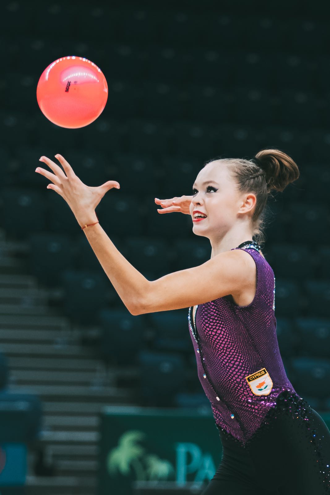 Vera Tugolukova performs with ball at European Championships in Rhythmic Gymnastics 2026