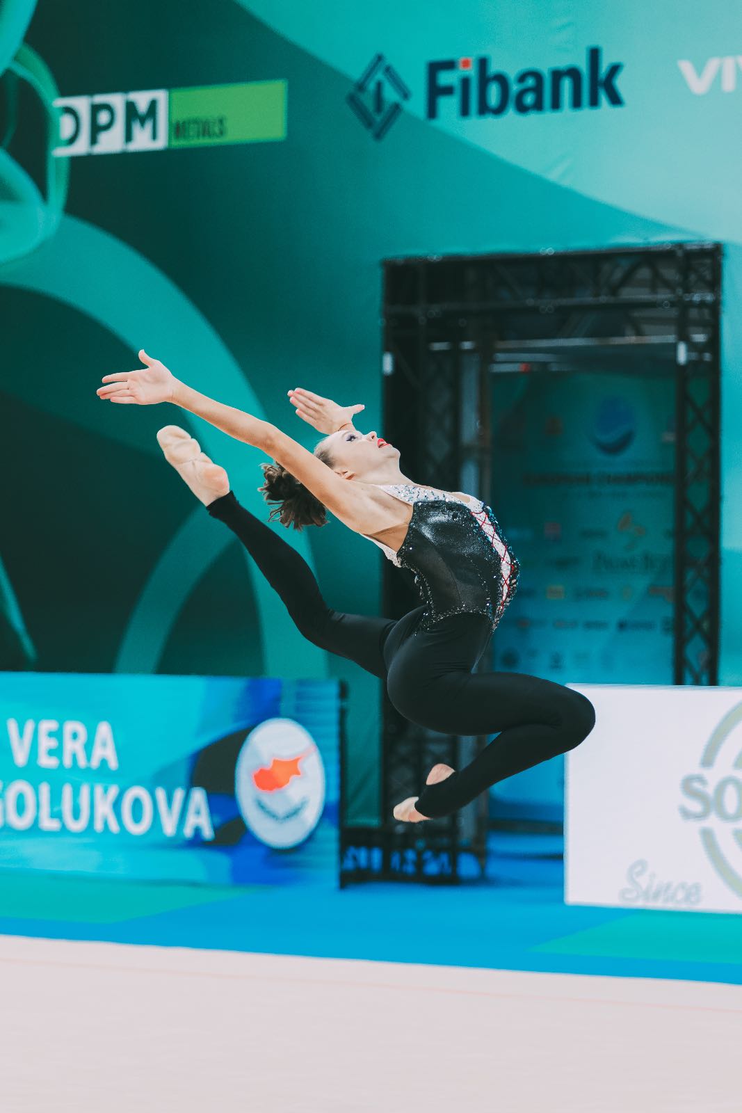 Vera Tugolukova performs with hoop at European Championships in Rhythmic Gymnastics 2026