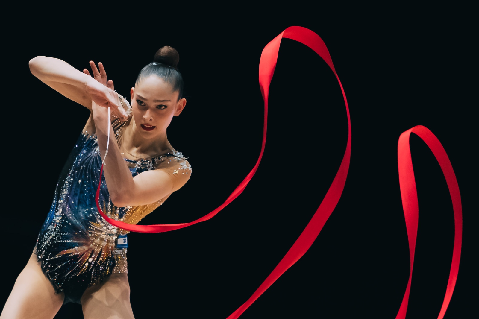 Daniela Munits performs with ribbon at European Cup in Rhythmic Gymnastics 2026