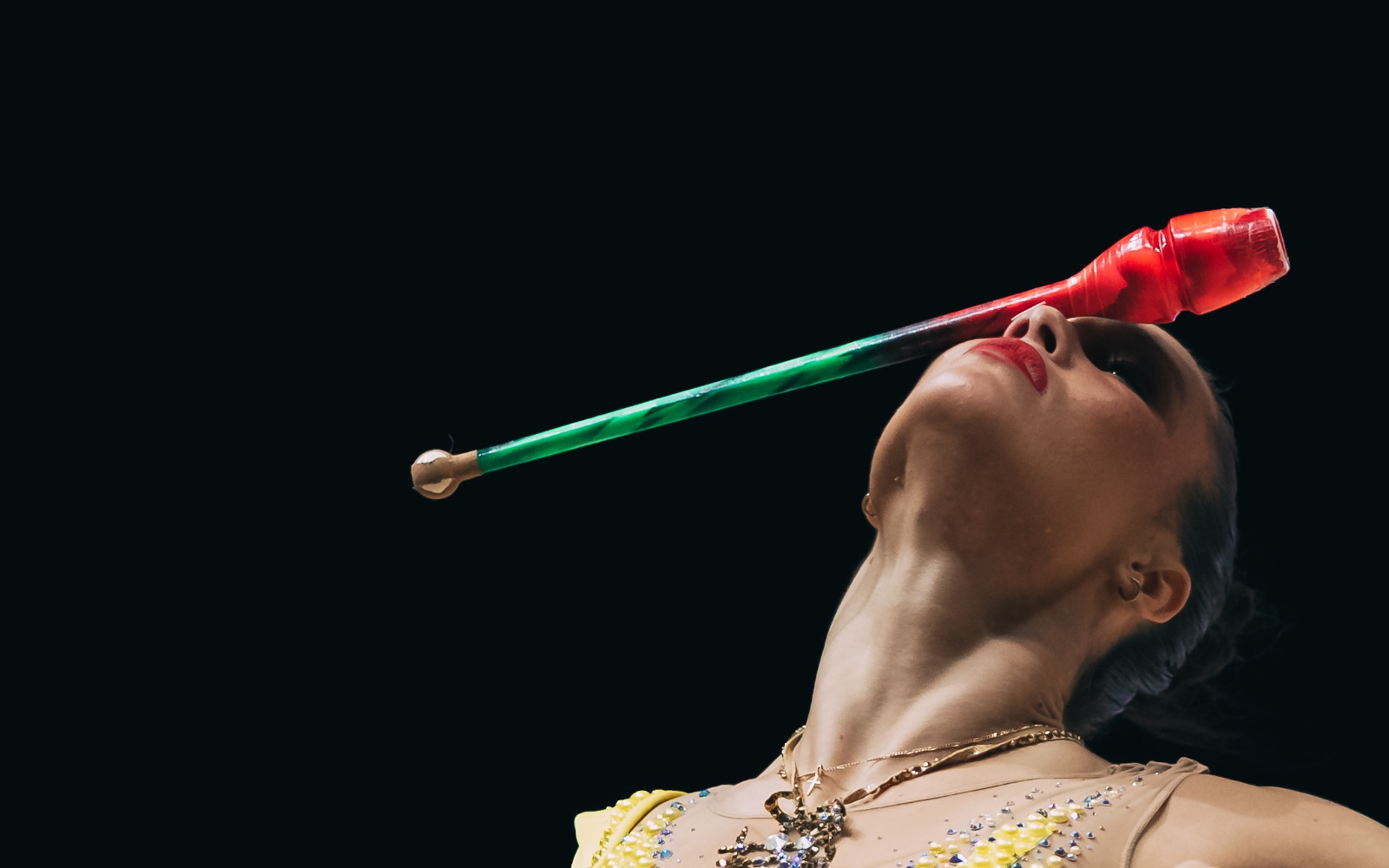 Hanna Panna Wiesner performs with clubs at European Cup in Rhythmic Gymnastics 2026