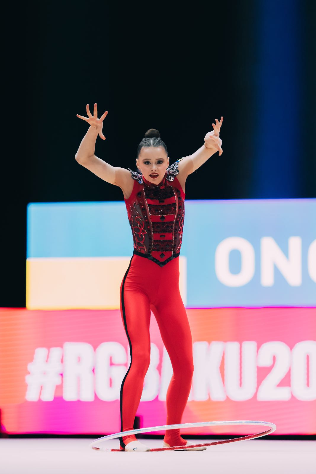 Taisiia Onofriichuk performs with hoop at European Cup in Rhythmic Gymnastics 2026