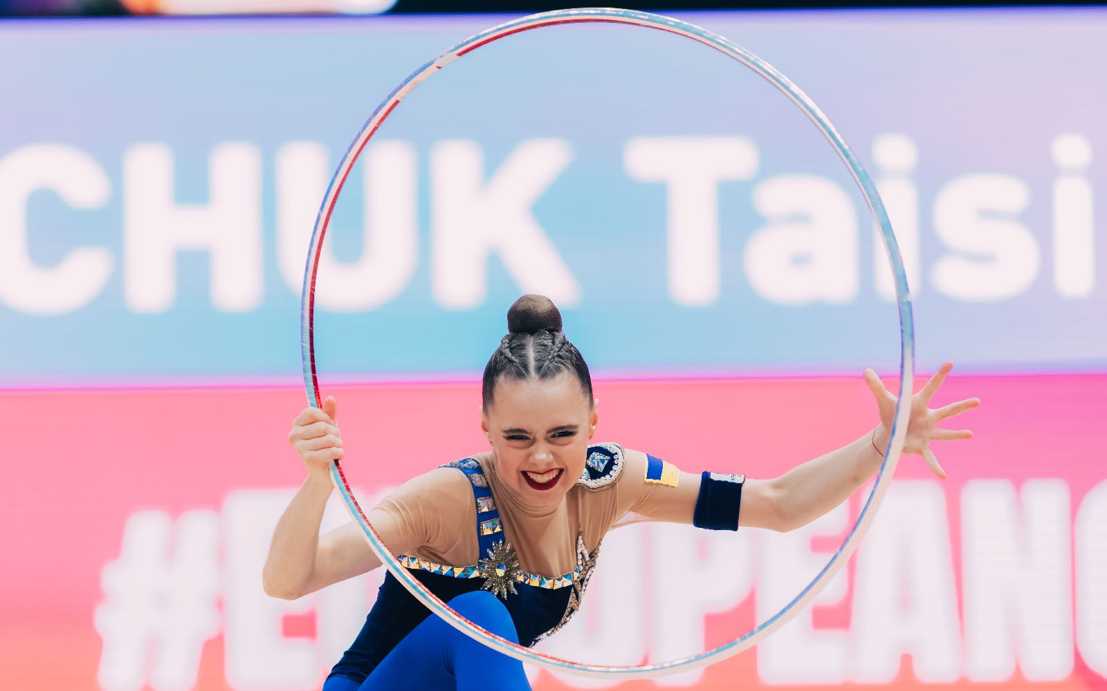 Taisiia Onofriichuk performs with hoop at European Cup in Rhythmic Gymnastics 2026