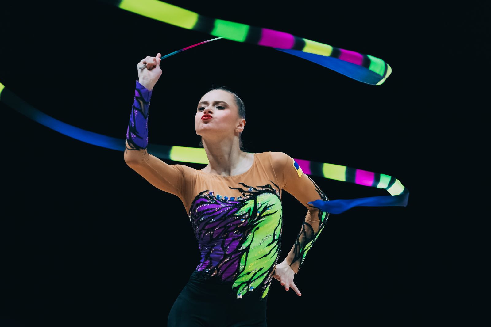 Taisiia Onofriichuk performs with ribbon at European Cup in Rhythmic Gymnastics 2026