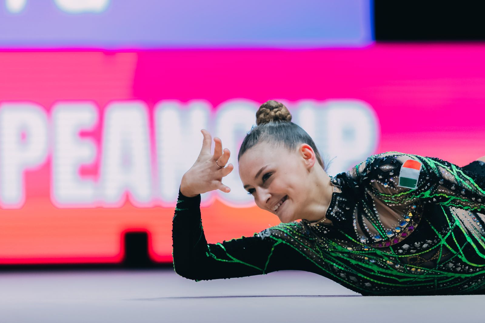 Tara Dragas performs with ball at European Cup in Rhythmic Gymnastics 2026