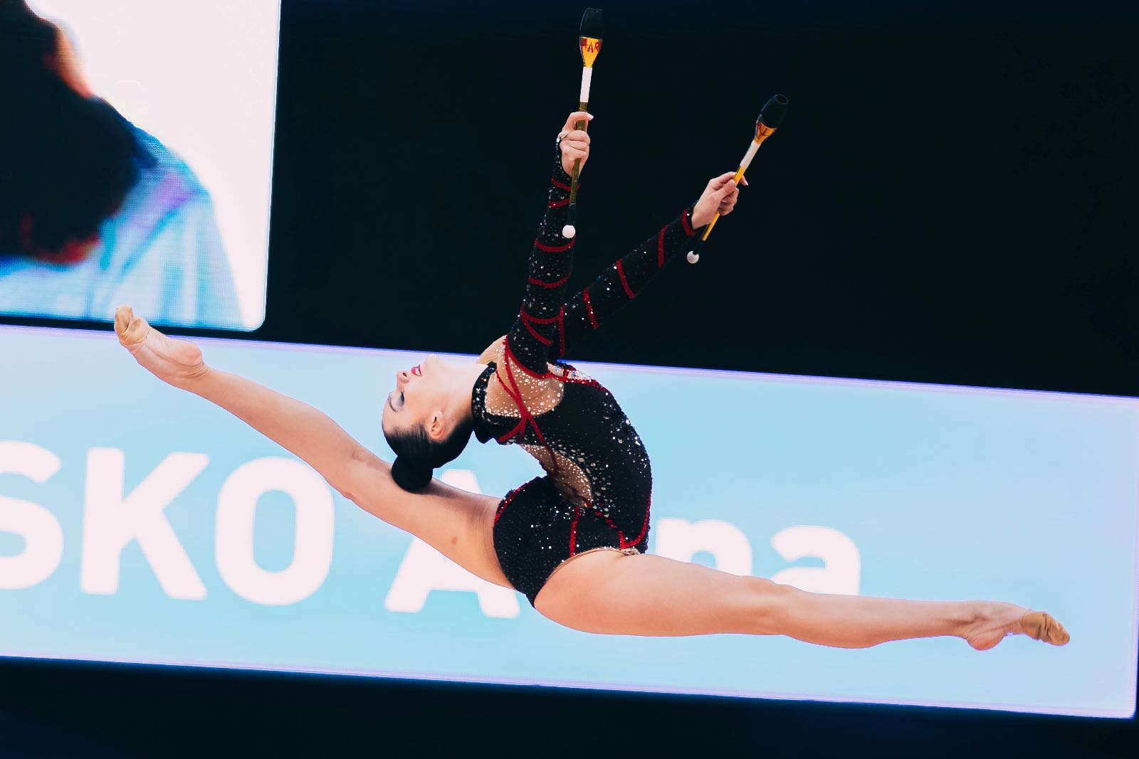 Alina Harnasko performs with clubs at FIG World Cup 2026 Baku