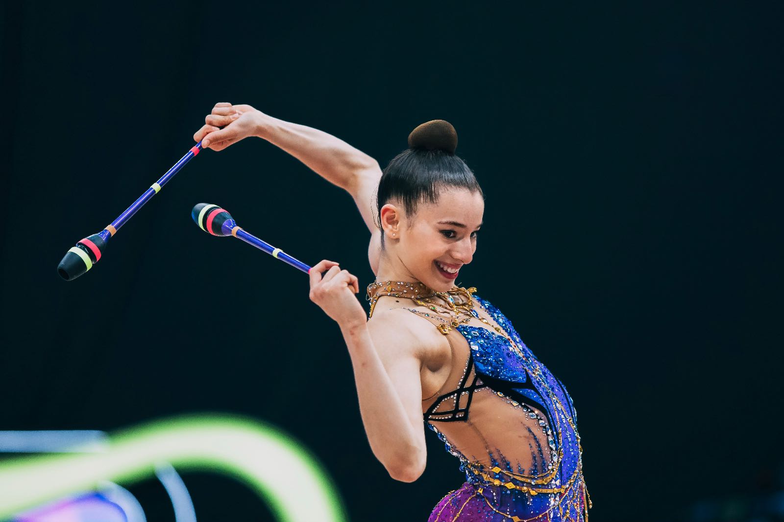 Alona Tal Franco performs with clubs at FIG World Cup 2026 Baku
