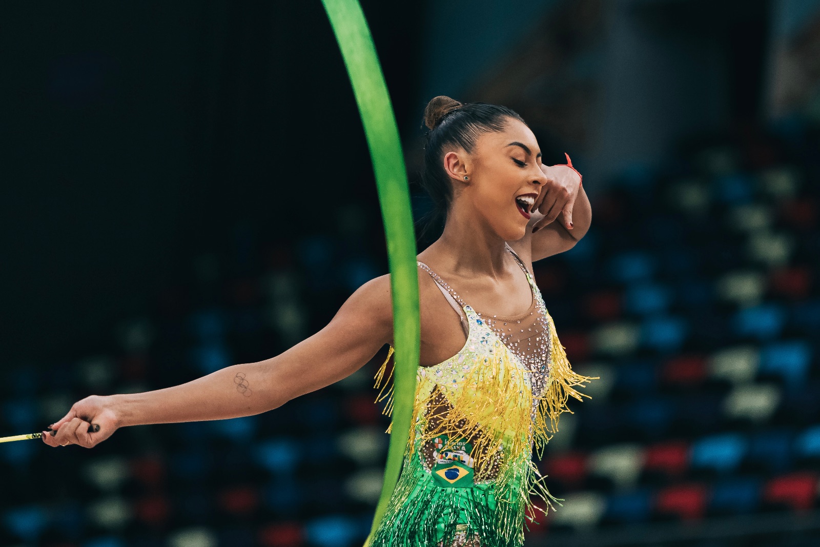 Barbara Domingos performs with ribbon at FIG World Cup 2026 Baku