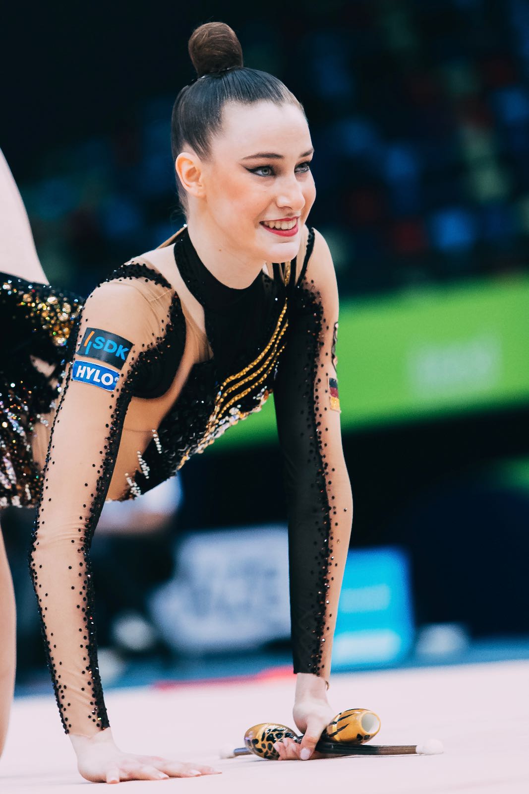 Darja Varfolomeev performs with clubs at FIG World Cup 2026 Baku