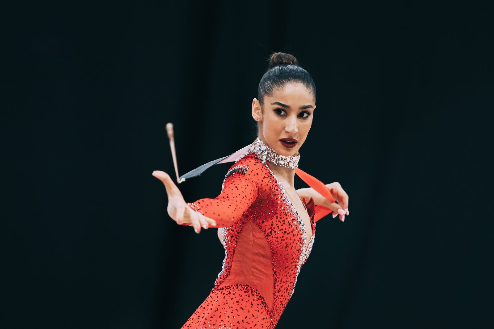 Eva Brezalieva performs with ribbon at FIG World Cup 2026 Baku