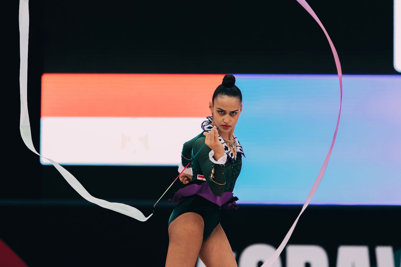 Lina Heleika performs with ribbon at FIG World Cup 2026 Baku
