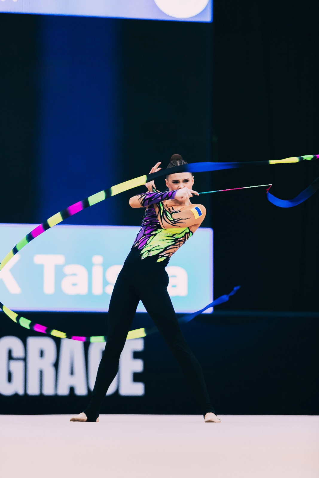Taisiia Onofriichuk performs with ribbon at FIG World Cup 2026 Baku