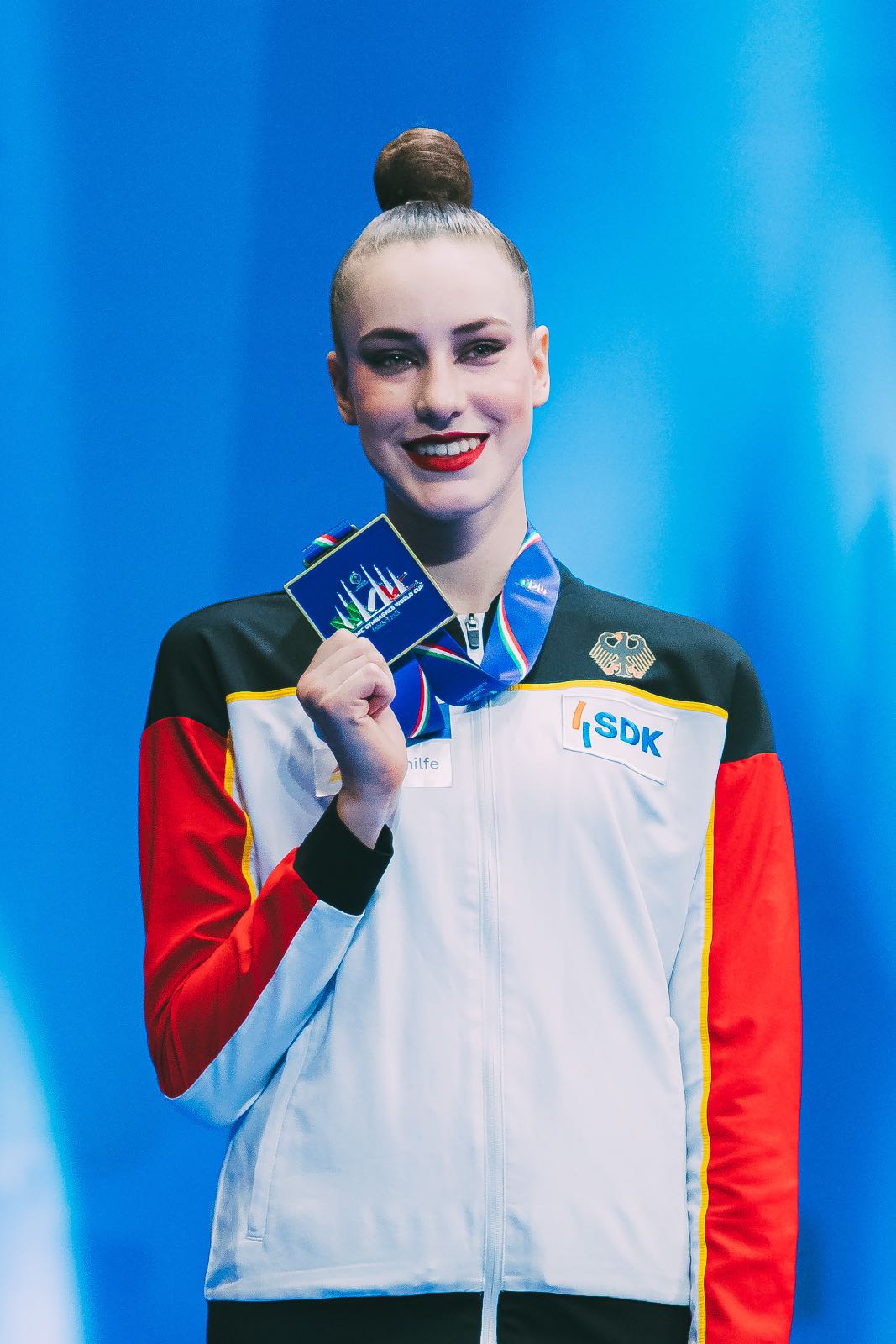 Darja Varfolomeev at the FIG World Cup 2026 Milan award ceremony