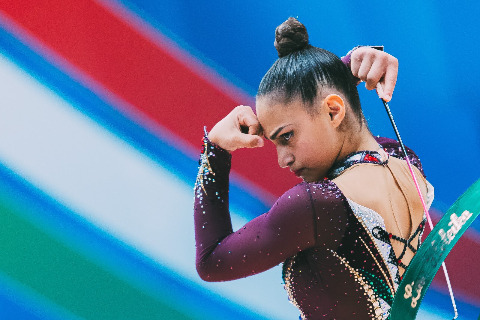Lina Heleika performs with ribbon at FIG World Cup 2026 Milan