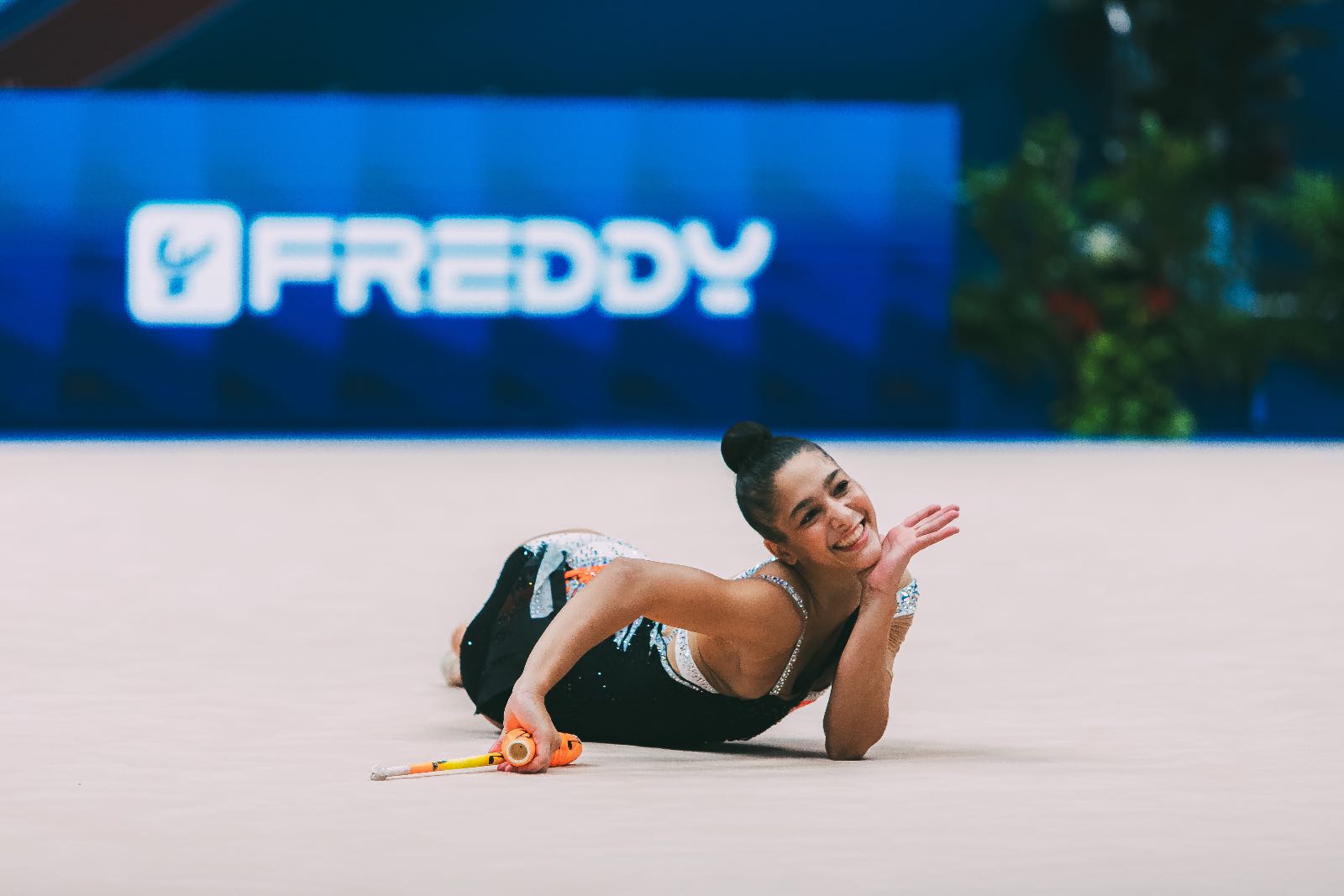 Sofia Raffaeli performs with clubs at FIG World Cup 2026 Milan