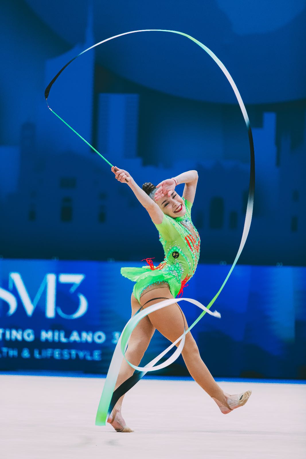 Stiliana Nikolova performs with ribbon at FIG World Cup 2026 Milan
