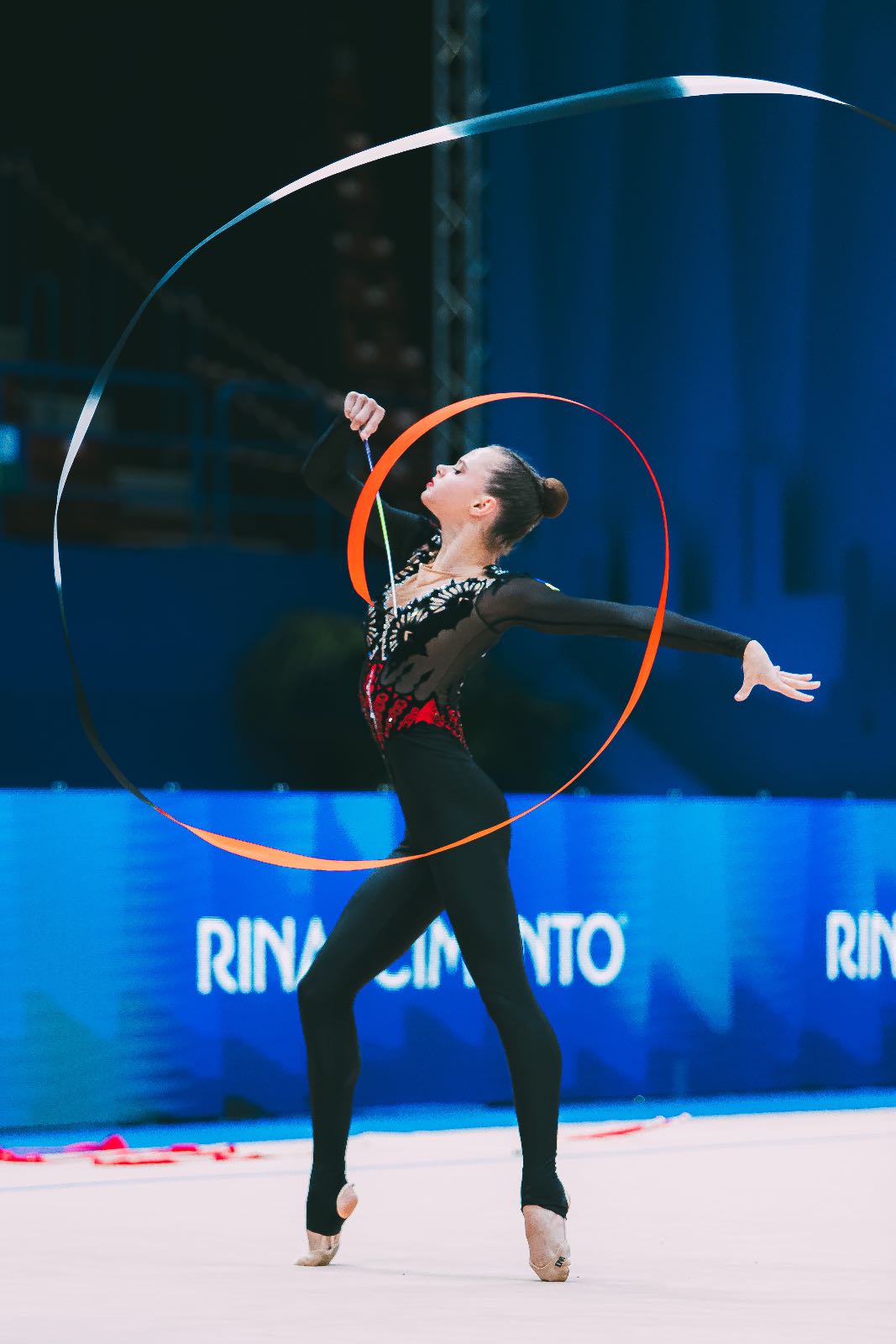 Taisiia Onofriichuk performs with ribbon at FIG World Cup 2026 Milan