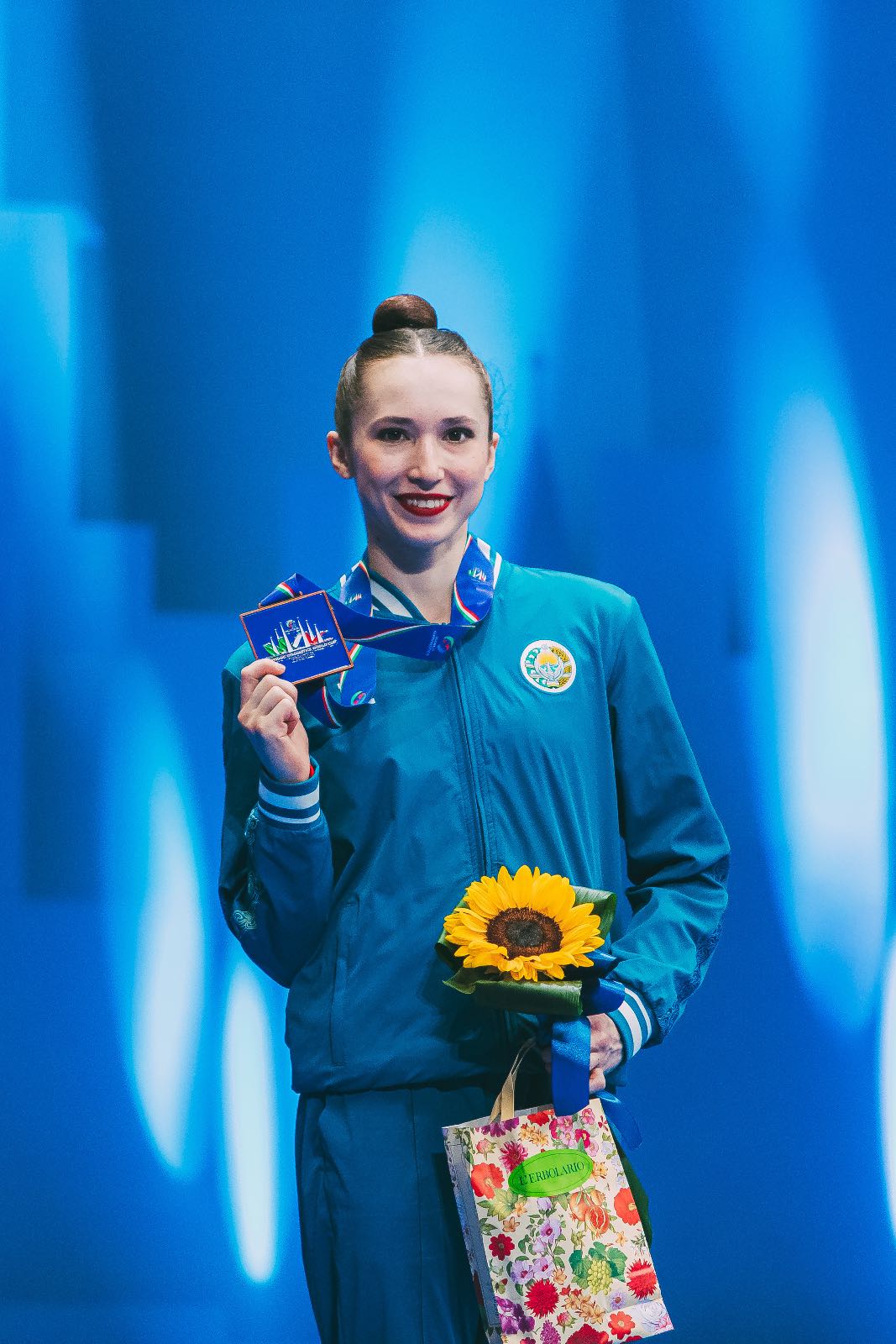Takhmina Ikromova at the FIG World Cup 2026 Milan award ceremony