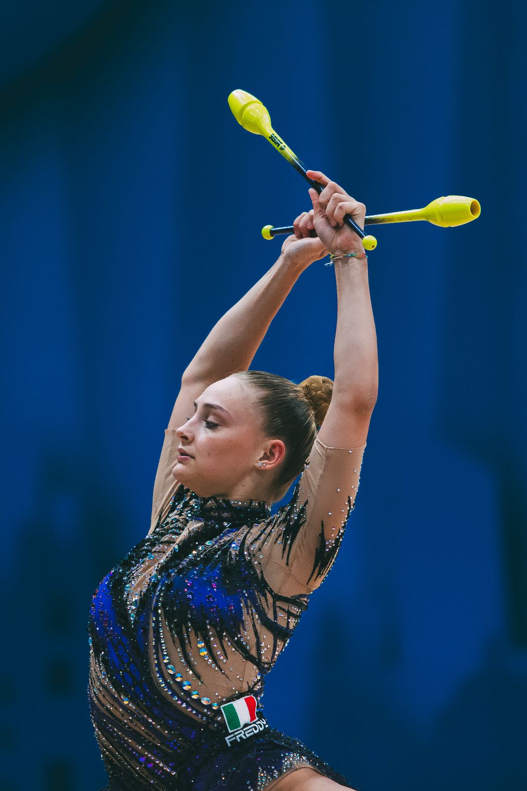 Tara Dragas performs with clubs at FIG World Cup 2026 Milan