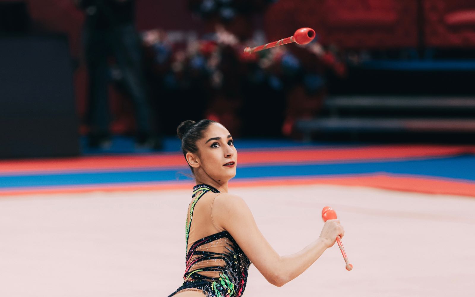 Eva Brezalieva performs with clubs at FIG World Cup 2026 Sofia