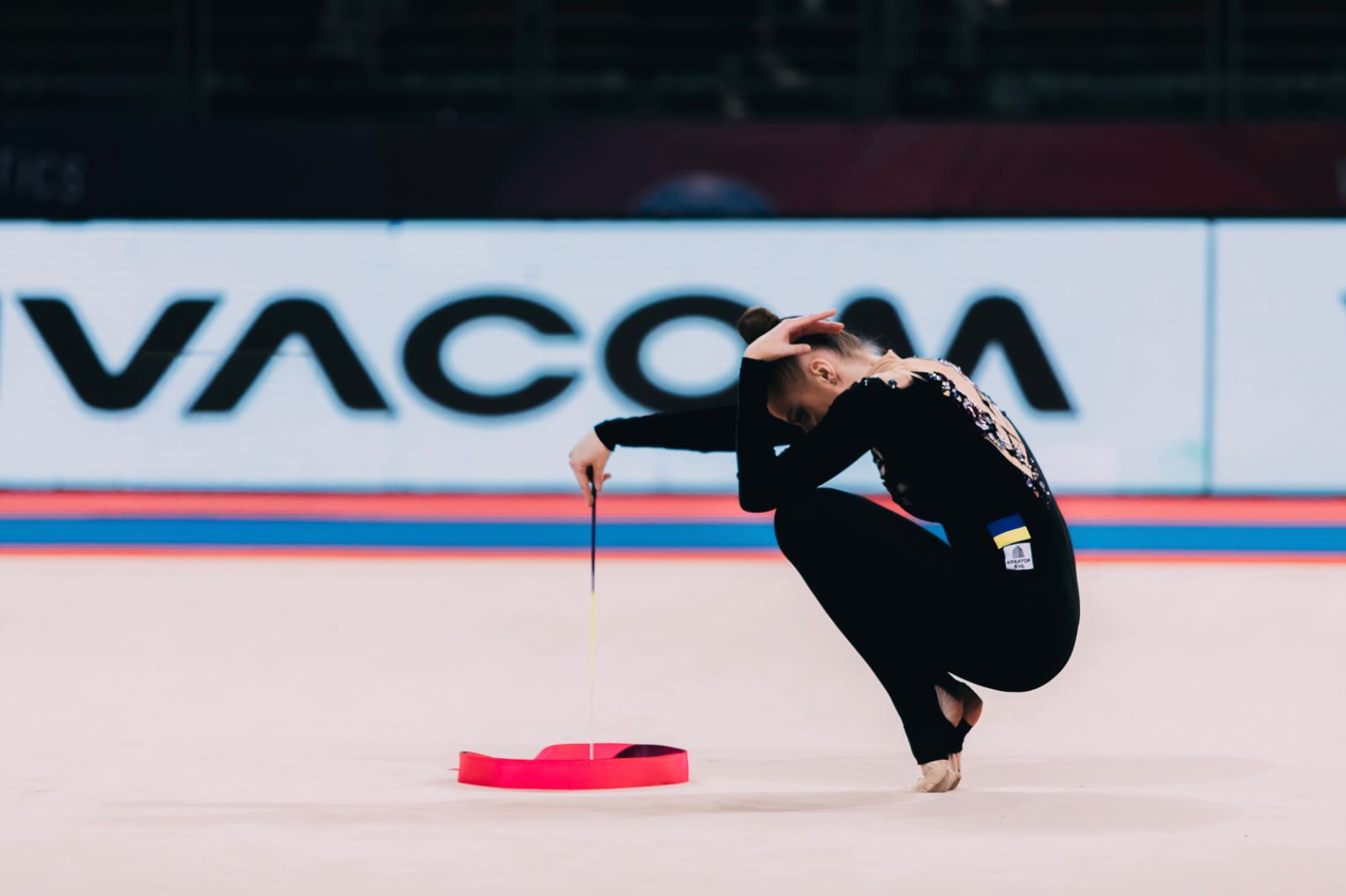 Polina Karika performs with ribbon at FIG World Cup 2026 Sofia