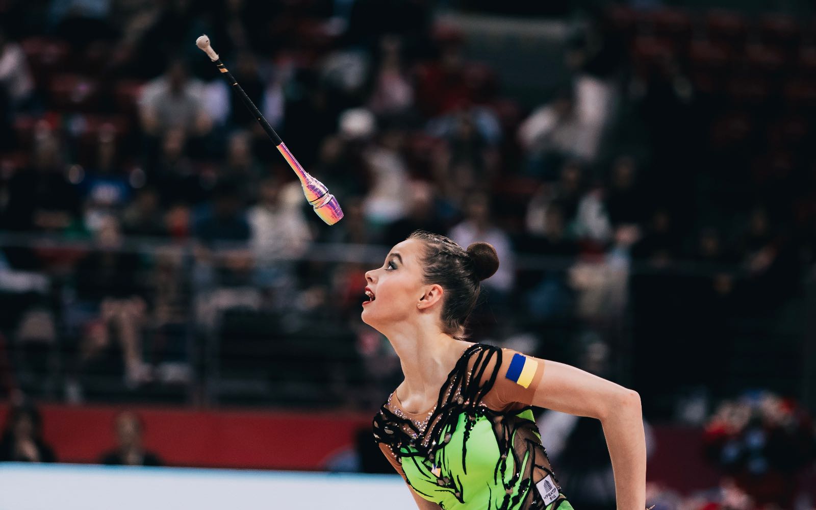 Taisiia Onofriichuk performs with clubs at FIG World Cup 2026 Sofia