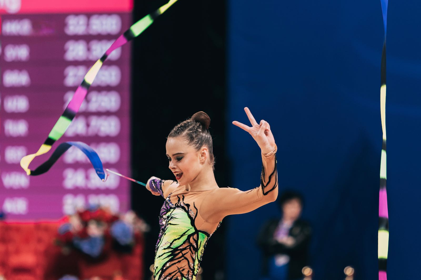 Taisiia Onofriichuk performs with ribbon at FIG World Cup 2026 Sofia