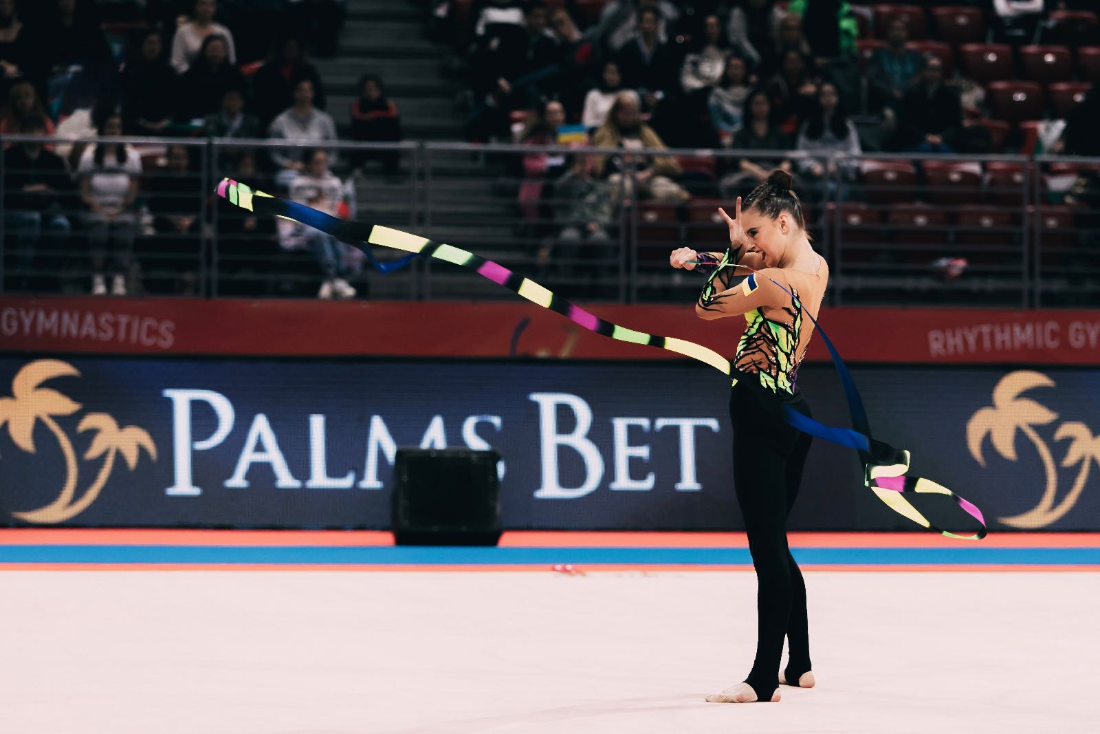 Taisiia Onofriichuk performs with ribbon at FIG World Cup 2026 Sofia