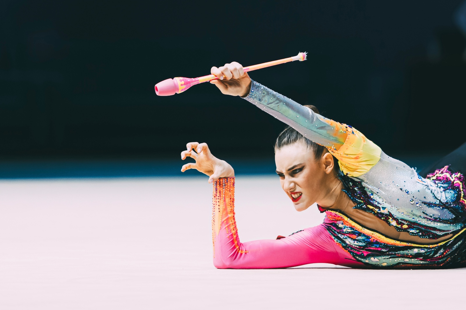 Darja Varfolomeev performs with clubs at FIG World Cup 2026 Tashkent
