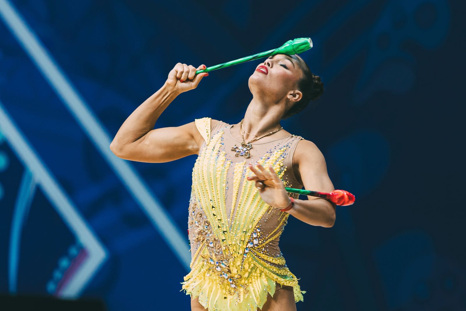 Hanna Panna Wiesner performs with clubs at FIG World Cup 2026 Tashkent