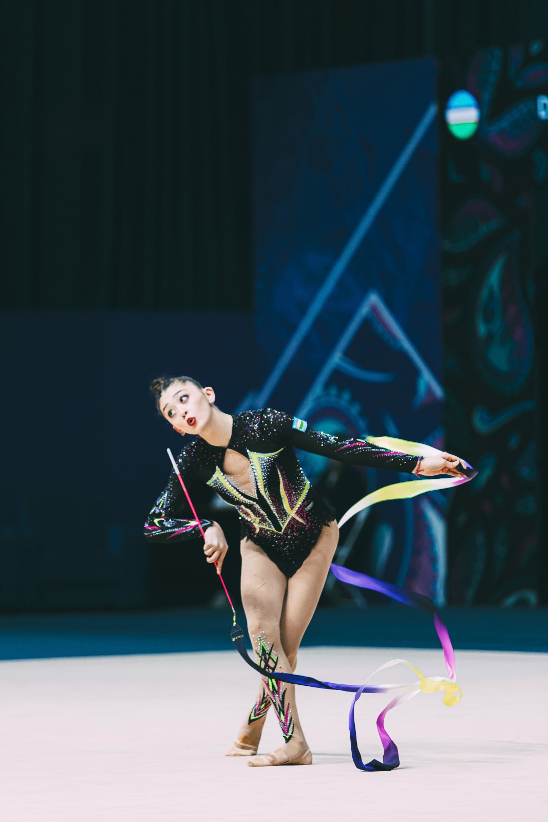 Lola Djuraeva performs with ribbon at FIG World Cup 2026 Tashkent