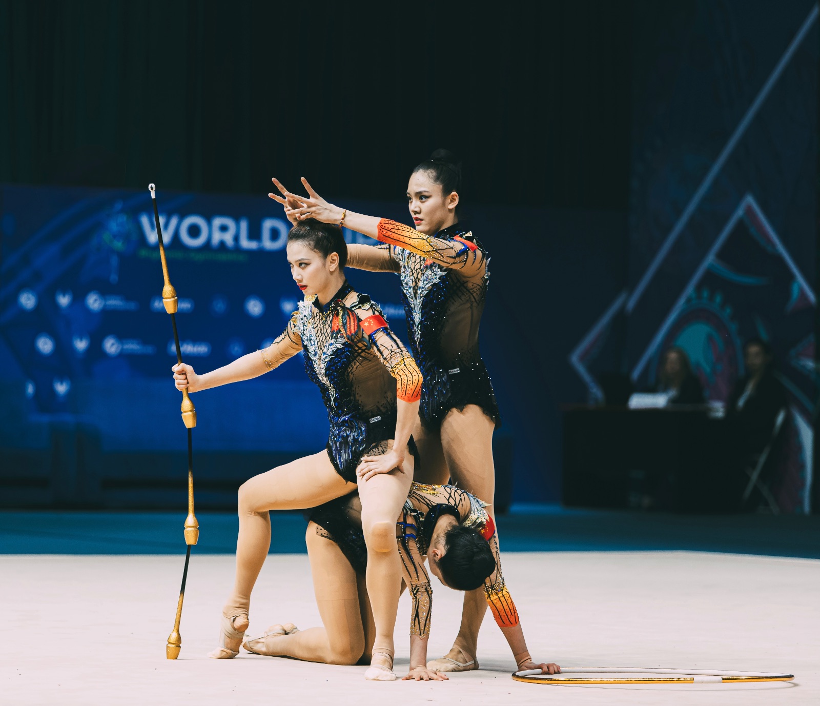 Team China performs with hoops and clubs at FIG World Cup 2026 Tashkent