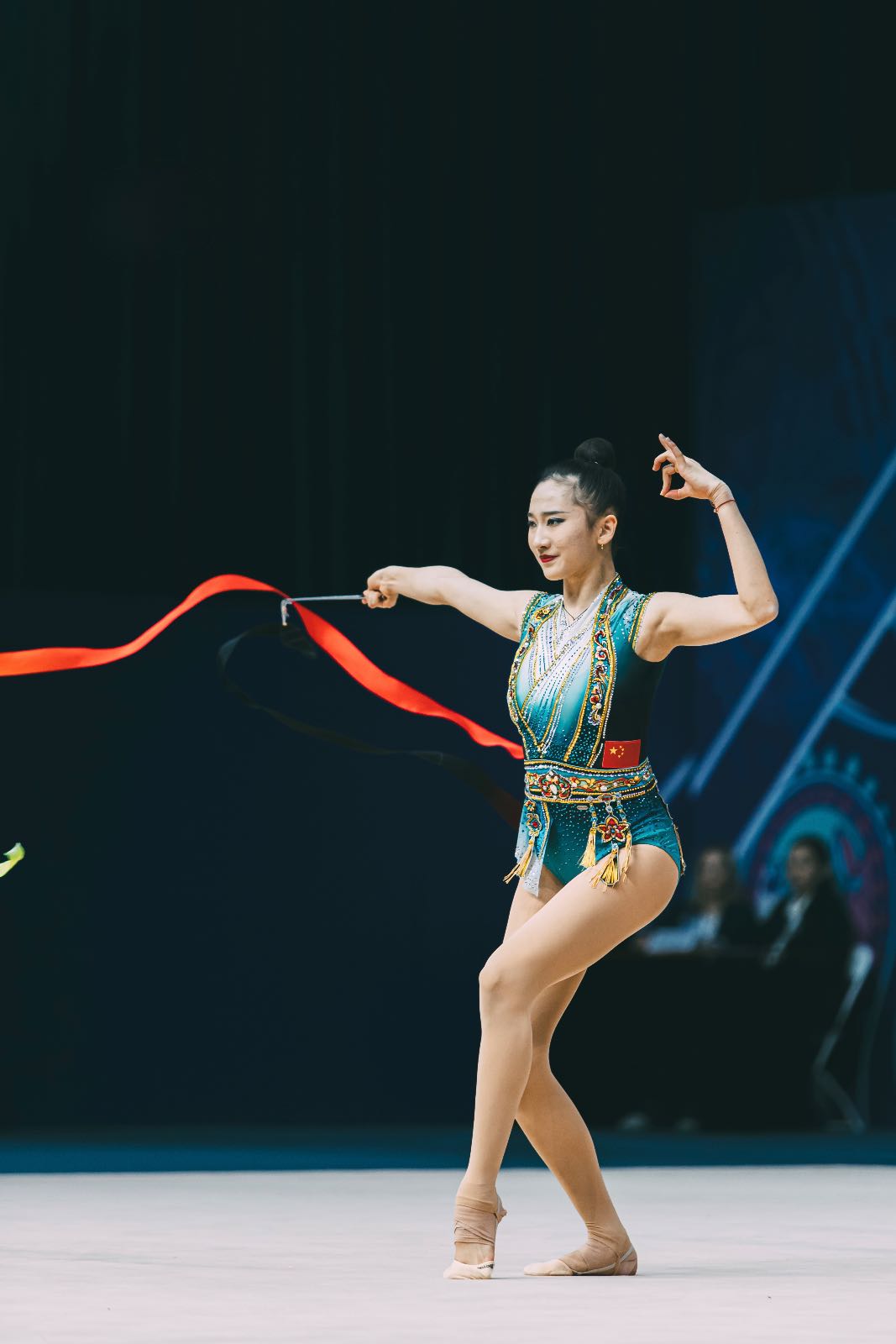 Wang Zilu performs with ribbon at FIG World Cup 2026 Tashkent