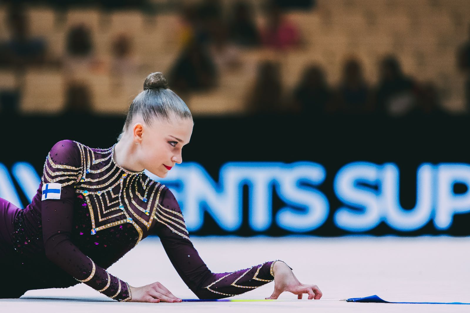 Lia Kallio performs with ribbon at World Championships in Rhythmic Gymnastics 2026