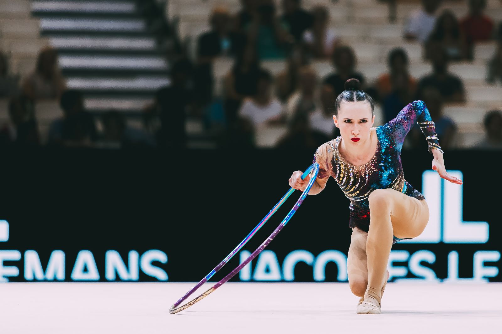 Takhmina Ikromova performs with hoop at World Championships in Rhythmic Gymnastics 2026