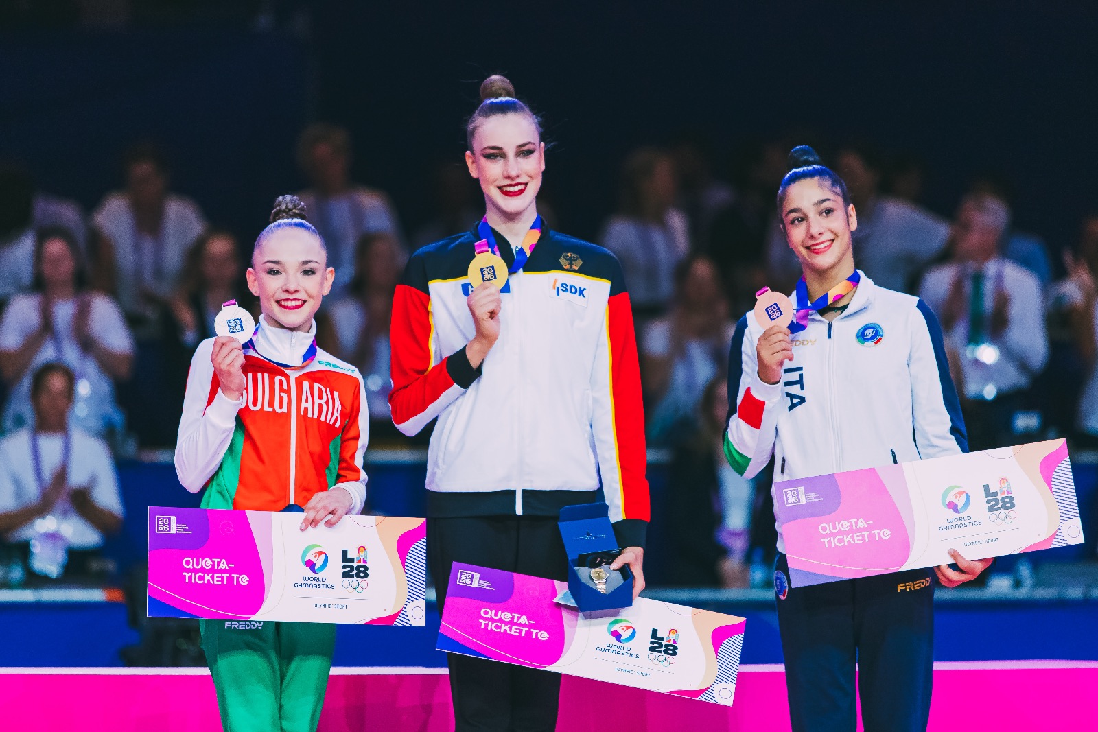 Winners at the World Championships in Rhythmic Gymnastics 2026 award ceremony